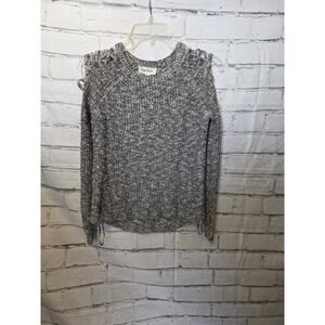 Cloud Chaser Juniors Sweater with Lace Up Detail on Shoulder
